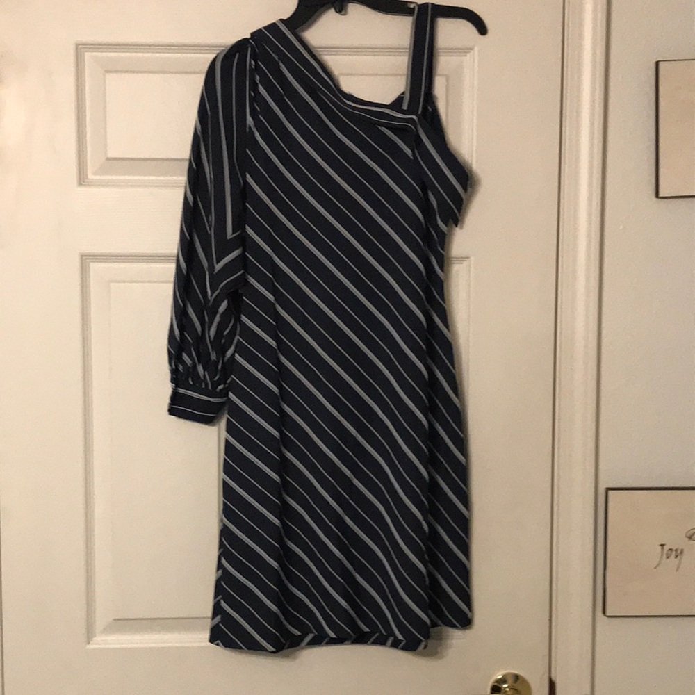 Blue /White One Sleeve Dress